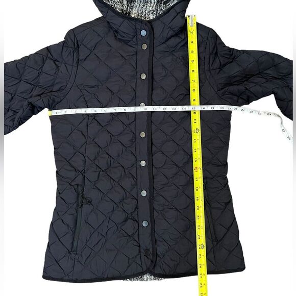 The North Face Thermoball Fur Lined Hooded Jacket Black Button Snap Womens Small - Picture 7 of 8